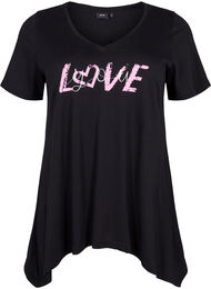 Katoenen T-shirt met korte mouwen, Black LOVE