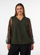 Blouse met kanten mouwen en ballonvorm, Groen, Model image number 0
