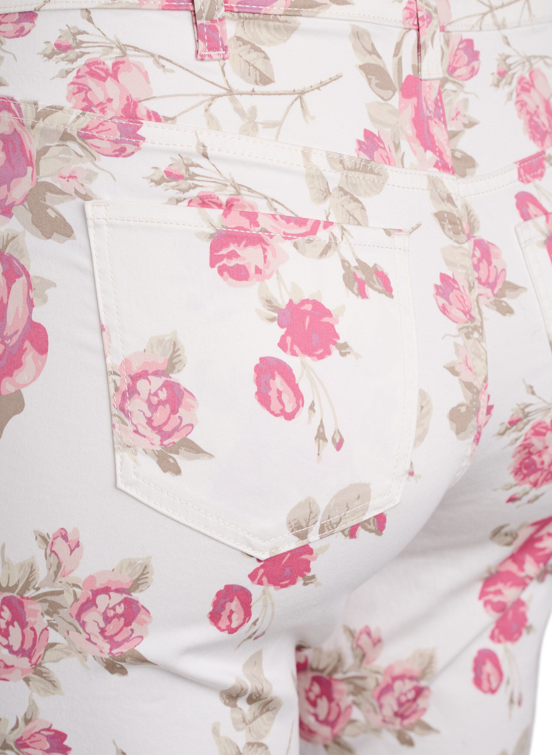 Zizzi Superslanke Amy jeans met bloemenprint, Vanille, Packshot image number 3
