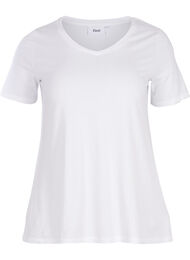 Basic t-shirt in effen kleur met katoen, Wit