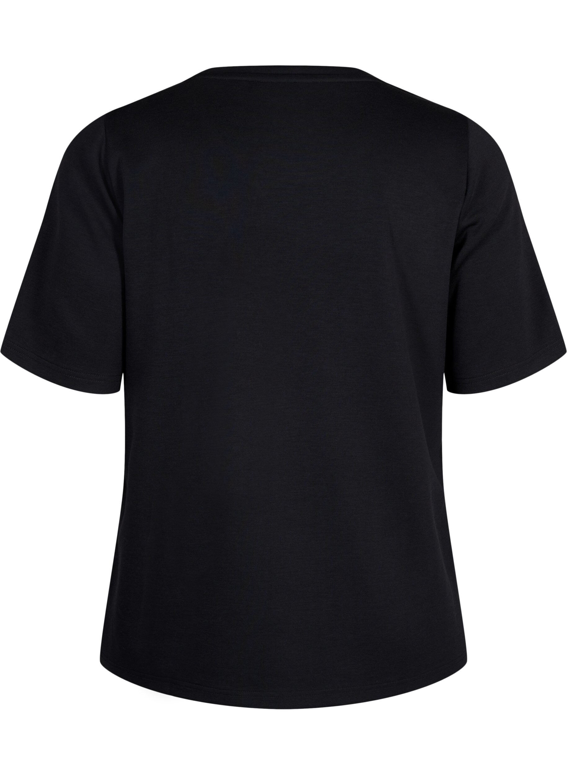 ZizziT-shirt in modalmix, Zwart, Packshot image number 1