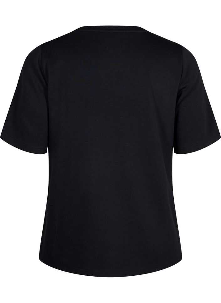 T-shirt in modalmix, Zwart, Packshot image number 1