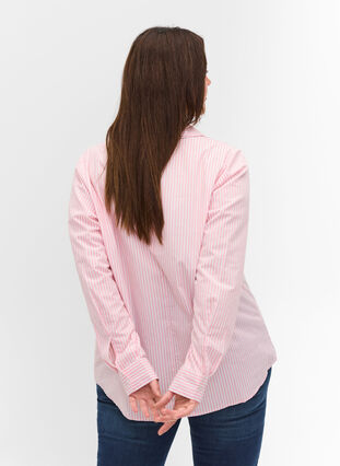 Gestreept overhemd van biologisch katoen, Blush Stripe, Model image number 1