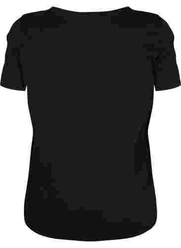 Katoenen t-shirt met v-hals en opdruk, Black W. Love, Packshot image number 1