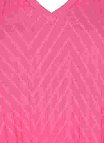 Jurk met korte mouwen en structuur, Shocking Pink, Packshot image number 2