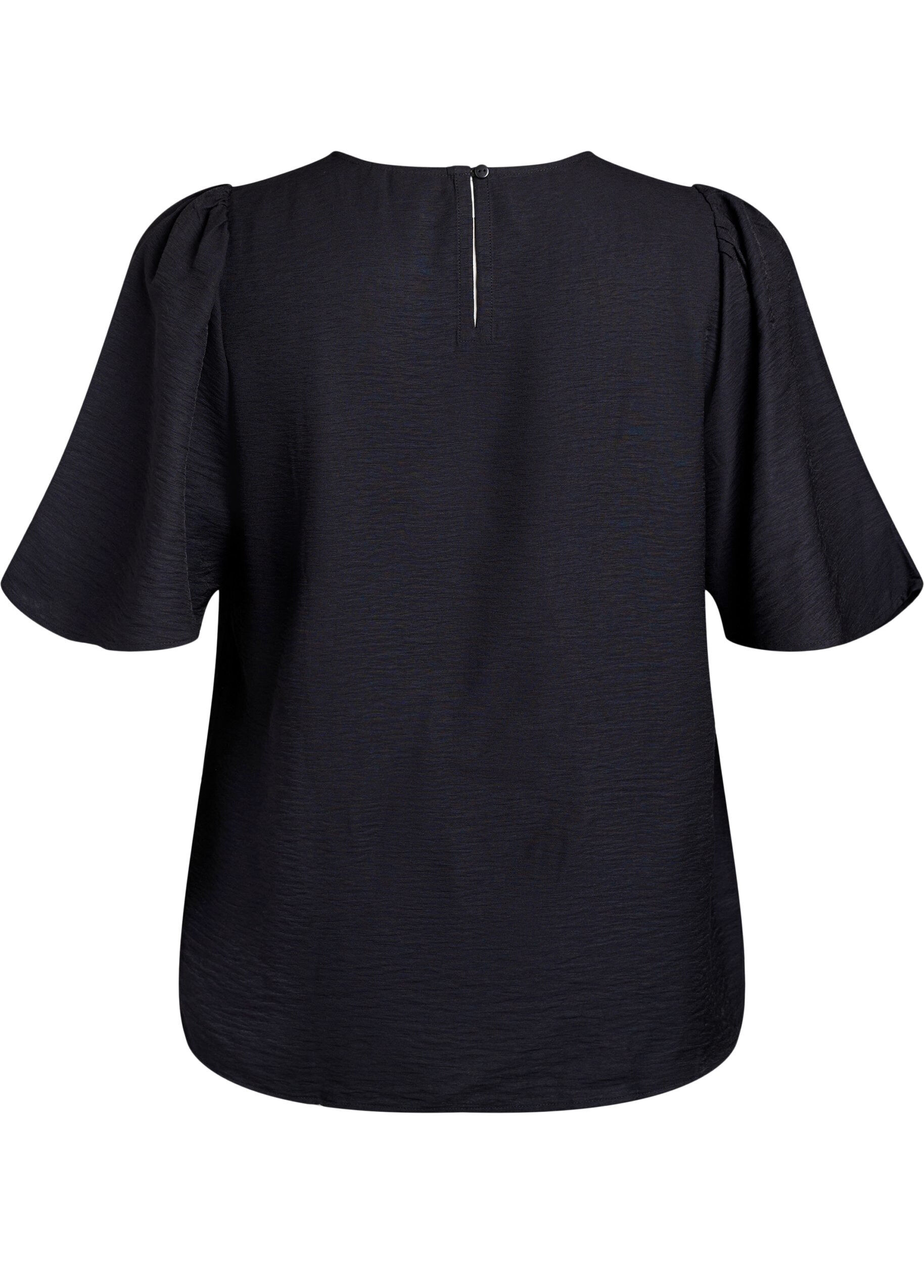 Zizzi Blouse met korte, wijde mouwen, Zwart, Packshot image number 1