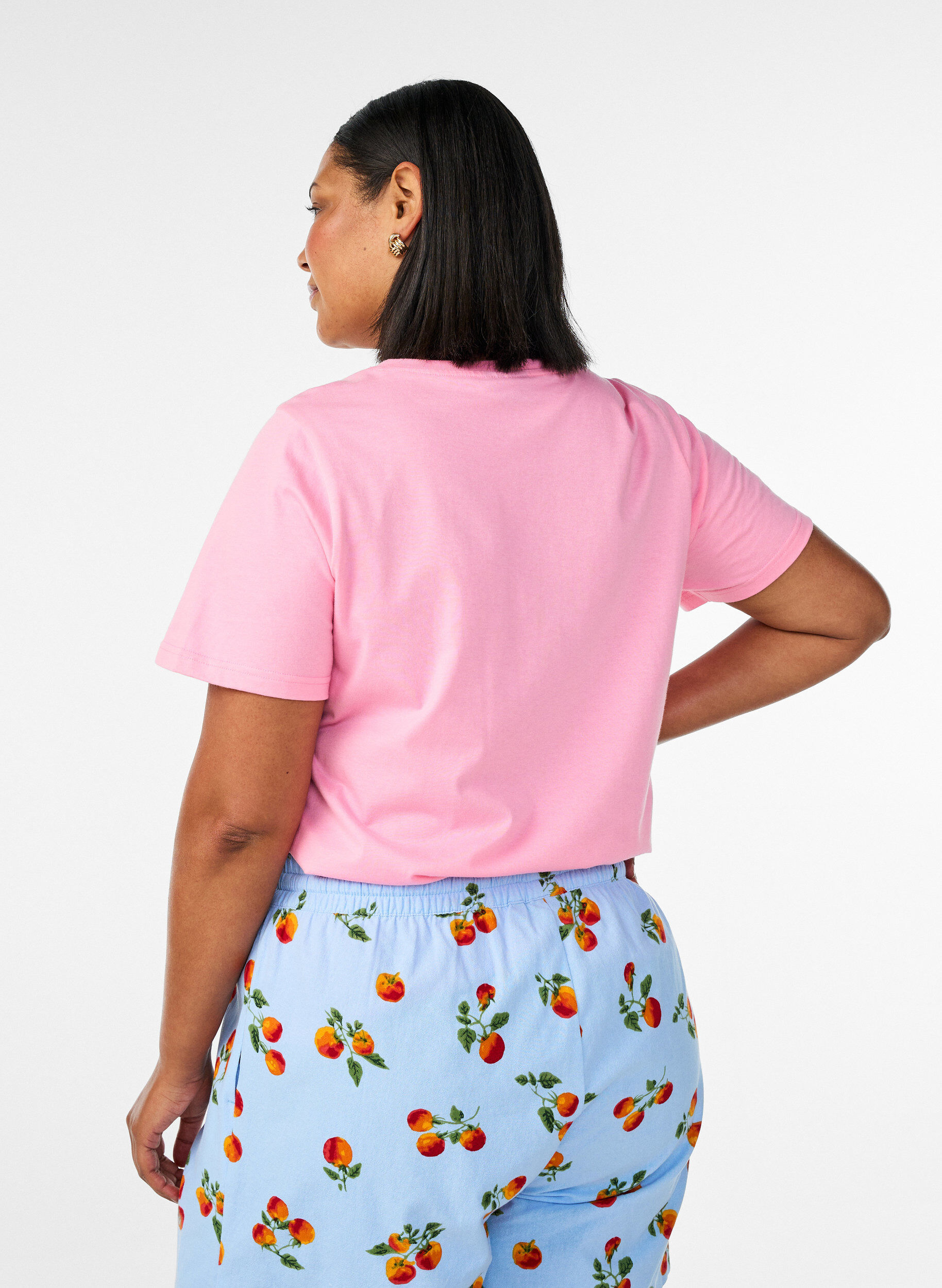 ZizziT-shirt van biologisch katoen met tomatenprint, Roze, Model image number 2