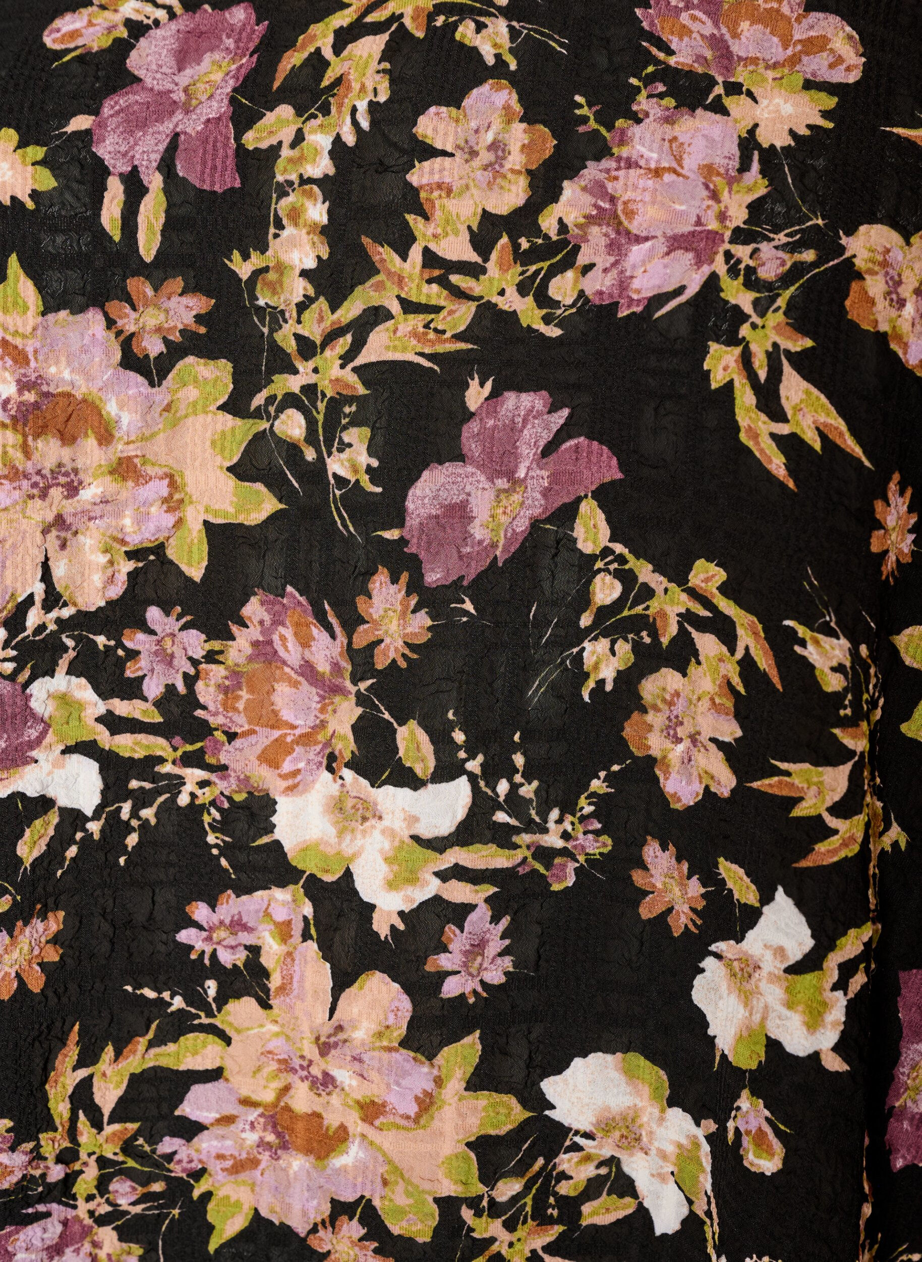 ZizziBlouse met bloemenprint en ruchesdetails, Zwart, Packshot image number 2