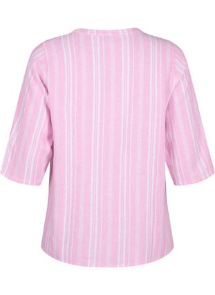 Gestreepte blouse in een mix van linnen en viscose, Rosebloom Wh.Stripe, Packshot image number 1