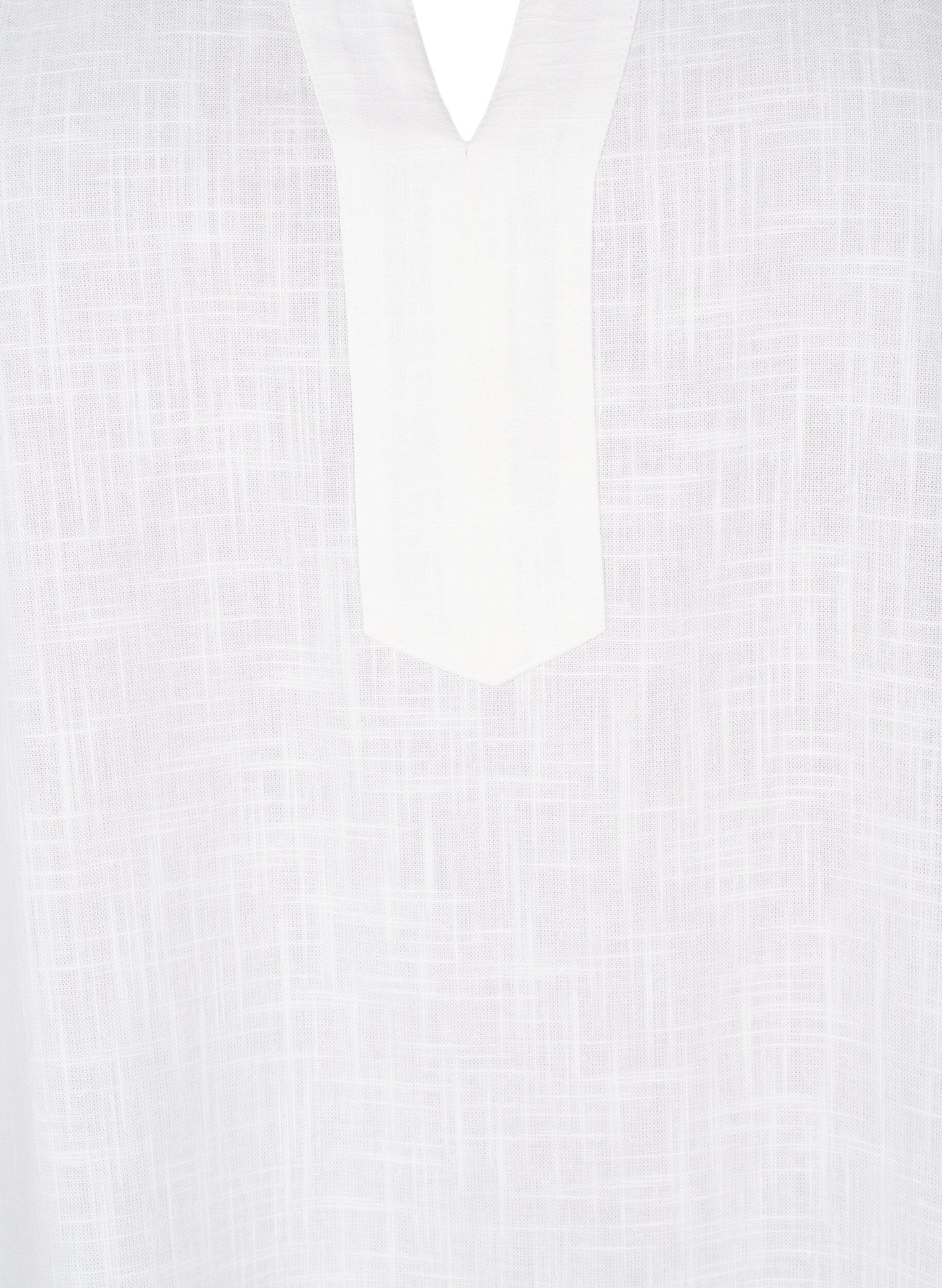 Zizzi Katoenen tuniek met V-hals, Wit, Packshot image number 2