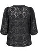 Kanten blouse met 3/4 mouwen en strikjes aan de voorkant, Zwart, Packshot image number 1