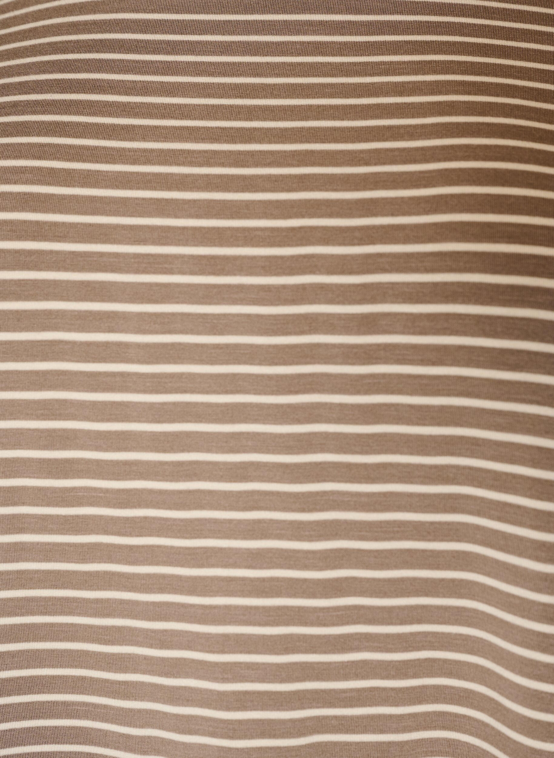ZizziGestreept T-shirt in viscose met een ronde hals, Beige, Packshot image number 2