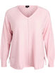 Fijngebreide blouse met V-hals en voorkantdetail, Roze, Packshot image number 0