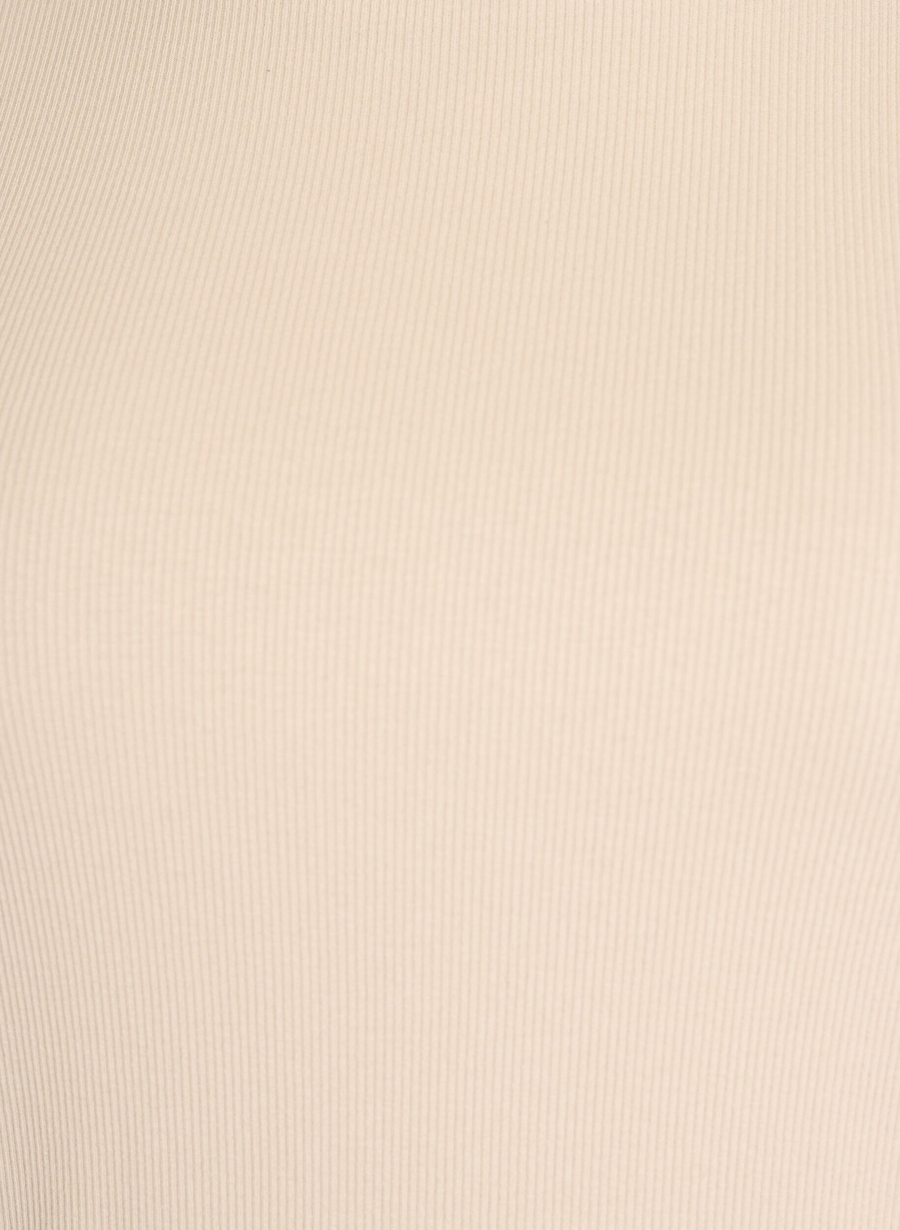Zizzi Basic rib T-shirt met ronde hals, Beige, Packshot image number 2