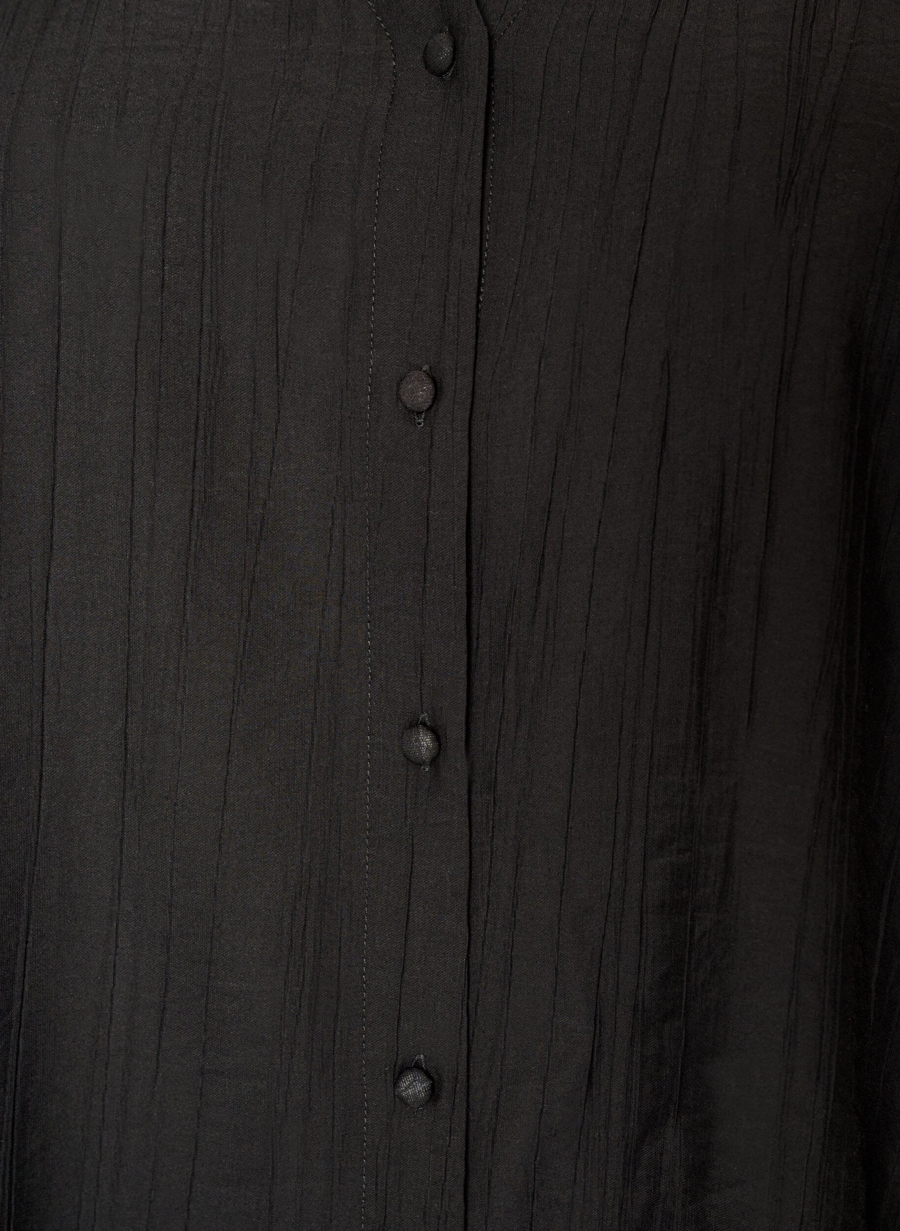 ZizziViscose blouse met knoopjes en textuur, Zwart, Packshot image number 2
