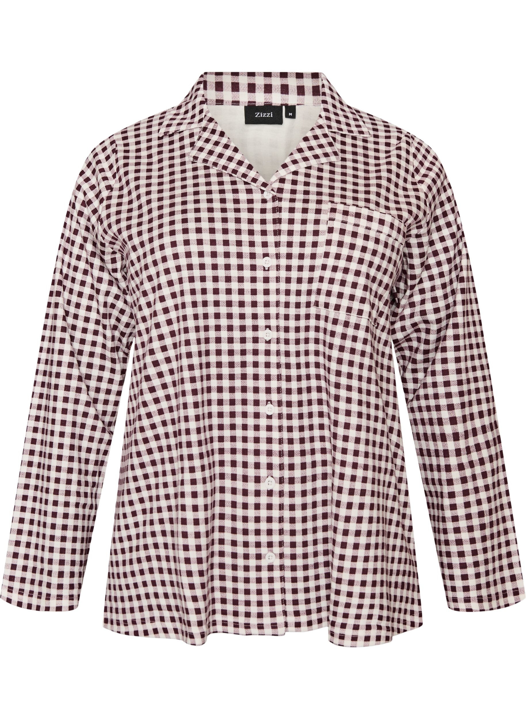 ZizziKatoenen pyjamashirt met borstzak, Rood, Packshot image number 0