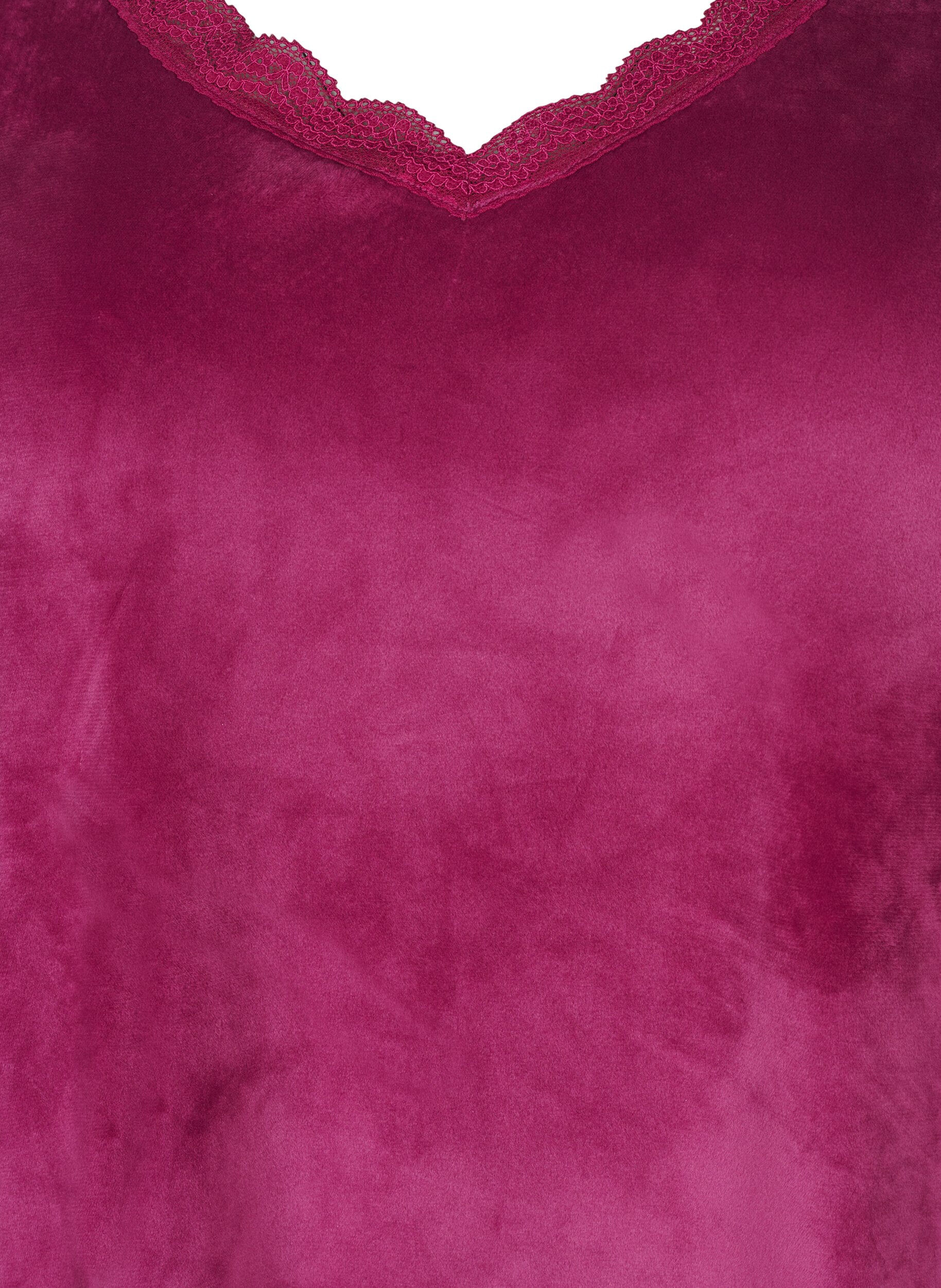 Zizzi Velour blouse met V-hals, Boysenberry, Packshot image number 2