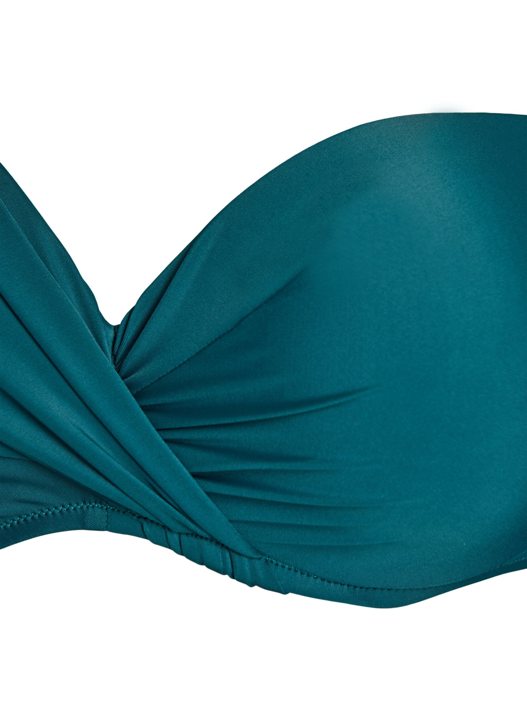 Zizzi Bikini top met beugel en plooien, Groen, Packshot image number 2