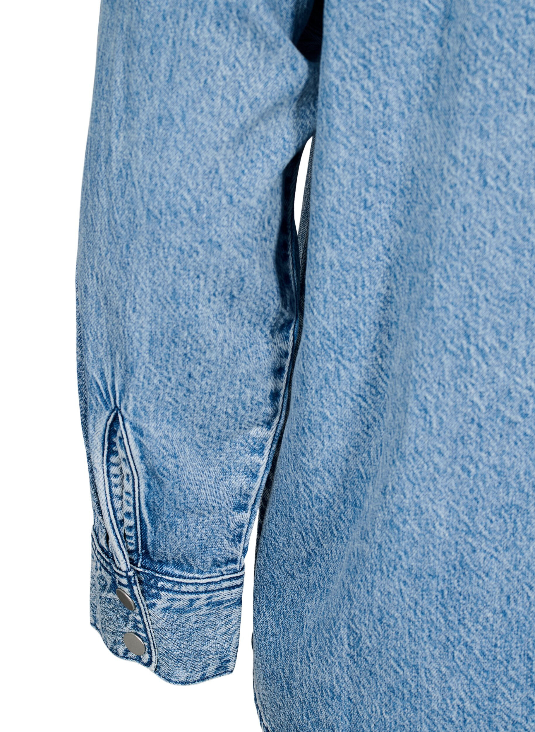 Zizzi Denim shirt met borstzakken, Blauw, Packshot image number 3