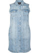 Mouwloze denim jurk met ruwe randdetails, Light Blue Denim, Packshot image number 0