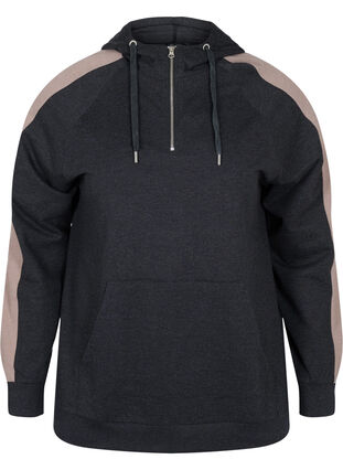Sweatshirt met rits en capuchon, Black, Packshot image number 0