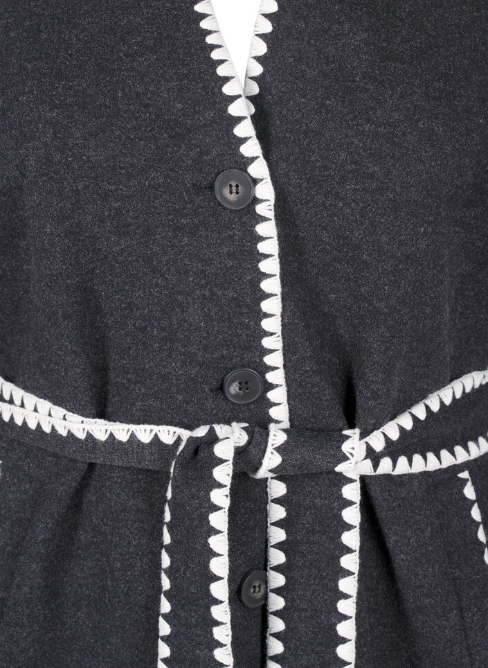 Jas met contrastkleurige randen, Dark Grey Melange, Packshot image number 2