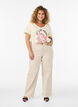 Katoenen T-shirt met V-hals en print aan de voorkant, Beige, Model image number 1