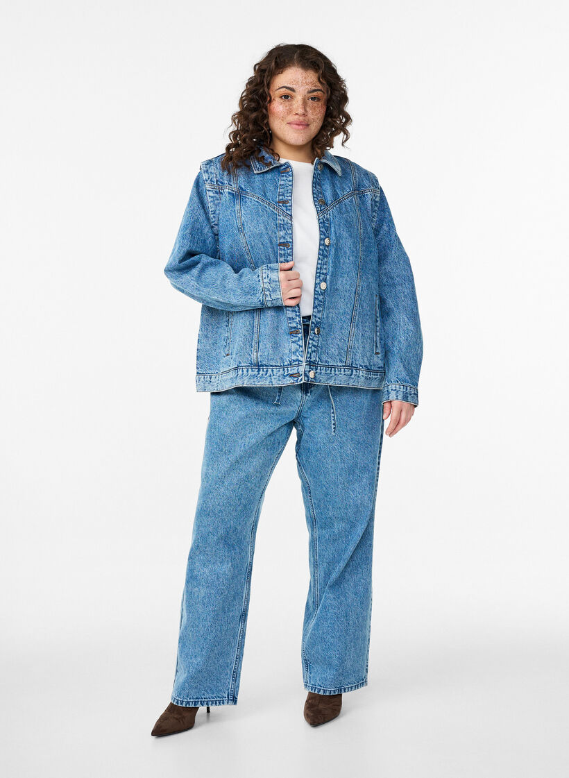 Denimjack met afneembare mouwen, Blauw, Model image number 1