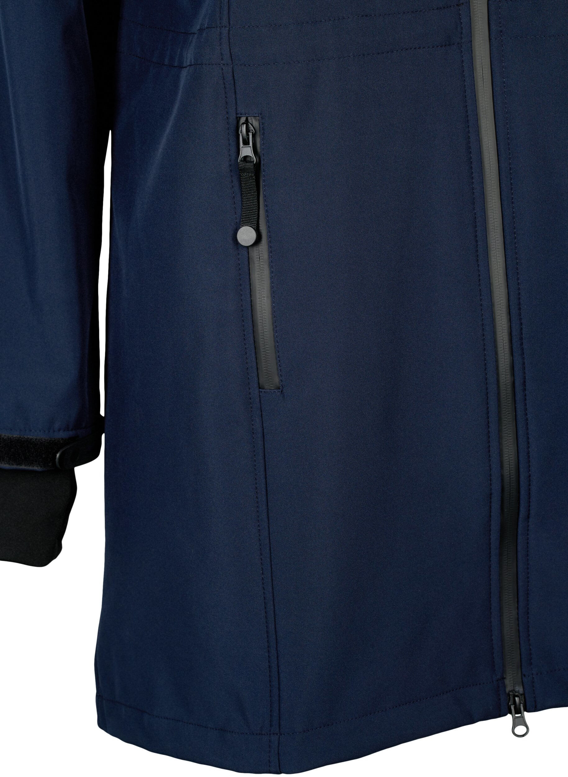Zizzi Softshell jas met afneembare capuchon, Blauw, Packshot image number 3