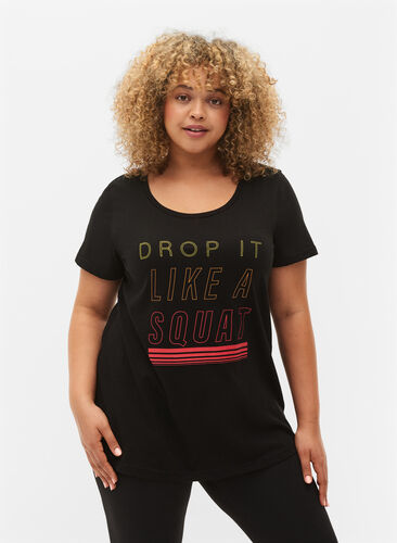 Sport-T-shirt met print, Black w. Drop It, Model image number 0