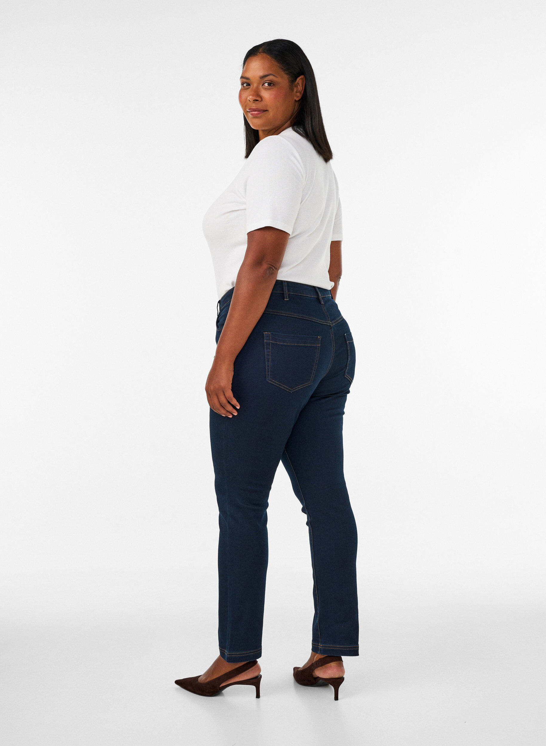 ZizziSlim fit Emily jeans met normale taille, Blauw, Model image number 2