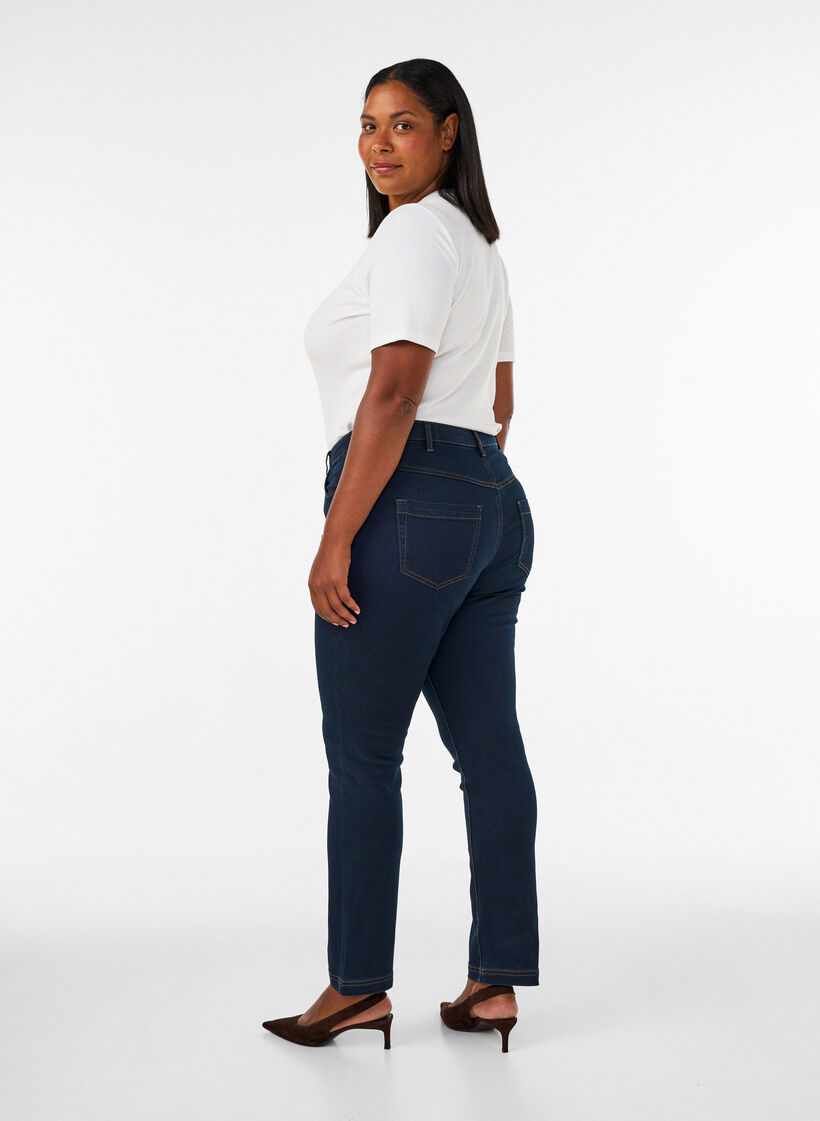 Slim fit Emily jeans met normale taille, Blauw, Model image number 2