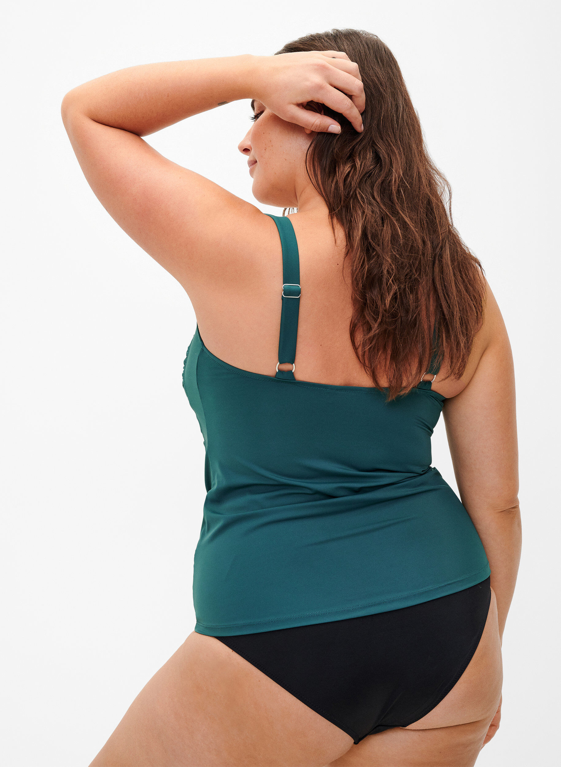 Zizzi Gedrapeerde tankini, Groen, Model image number 1