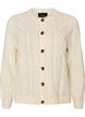 Vest met kabelpatroon, Vanille, Packshot image number 0