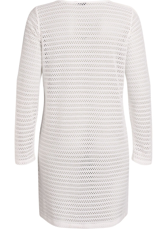 Strandjurk met oogje-borduurwerk en lange mouwen, Beige, Packshot image number 1