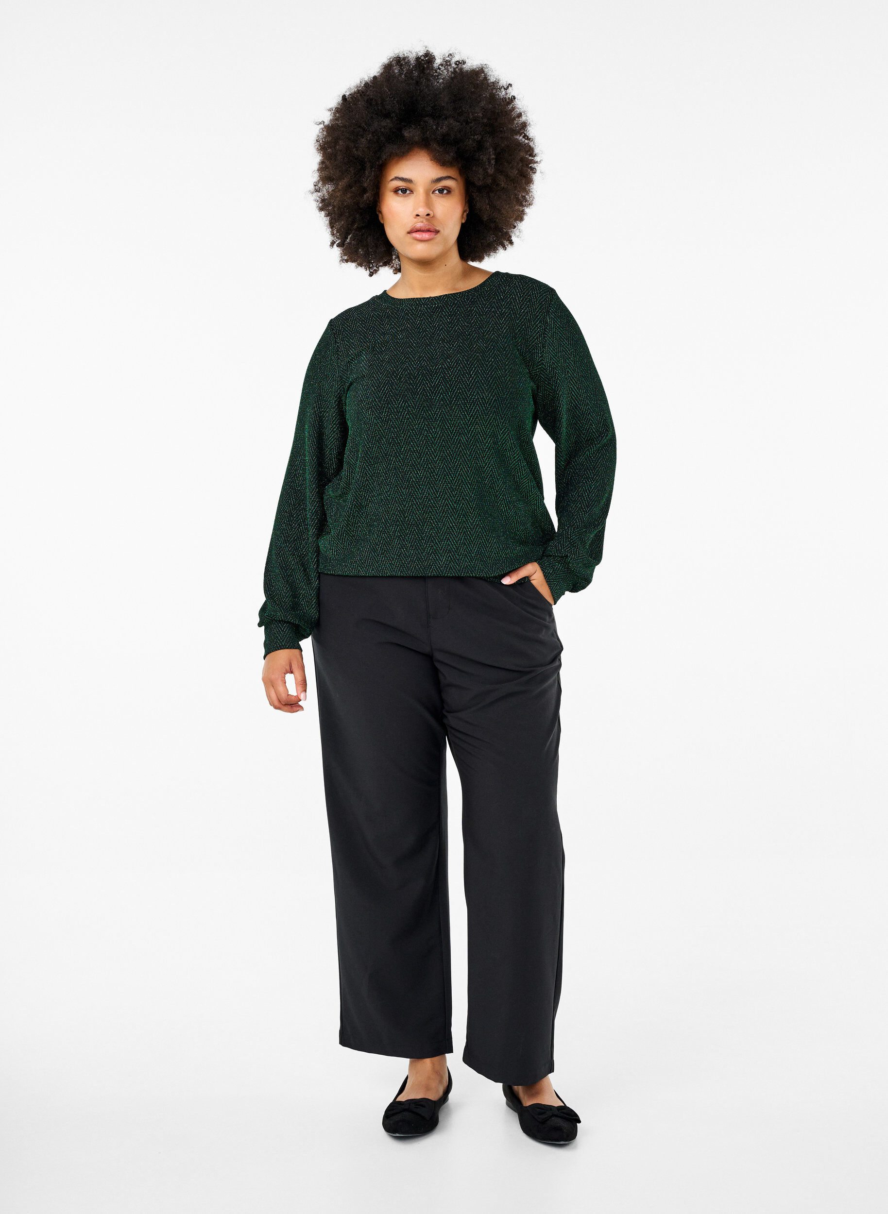 Zizzi Blouse met glinsterend patroon, Scarab ZigZagShimmer, Model image number 2