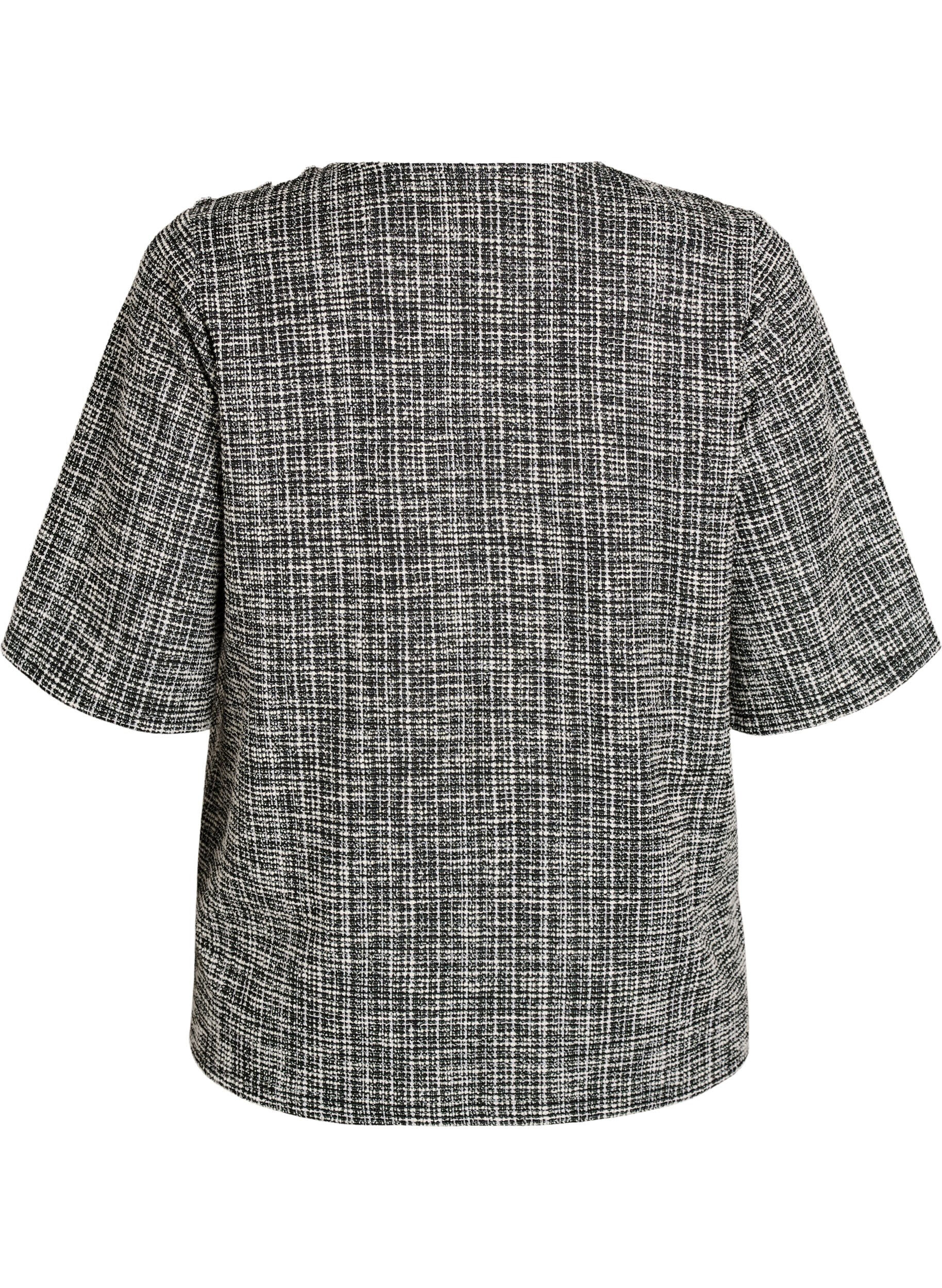 ZizziGeweven blouse met knoopdetail, Vanille, Packshot image number 1
