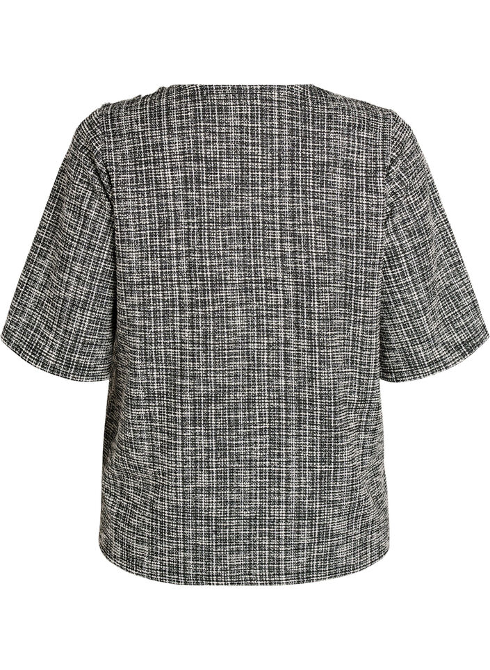 Geweven blouse met knoopdetail, Vanille, Packshot image number 1