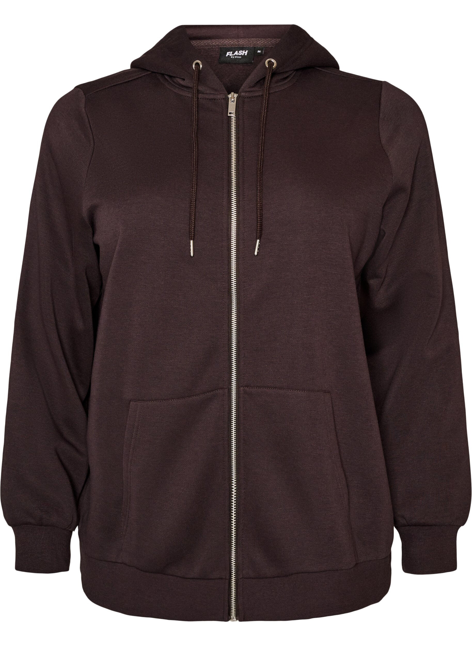 ZizziSweatshirt met capuchon, ritssluiting en zakken, Bruin, Packshot image number 0