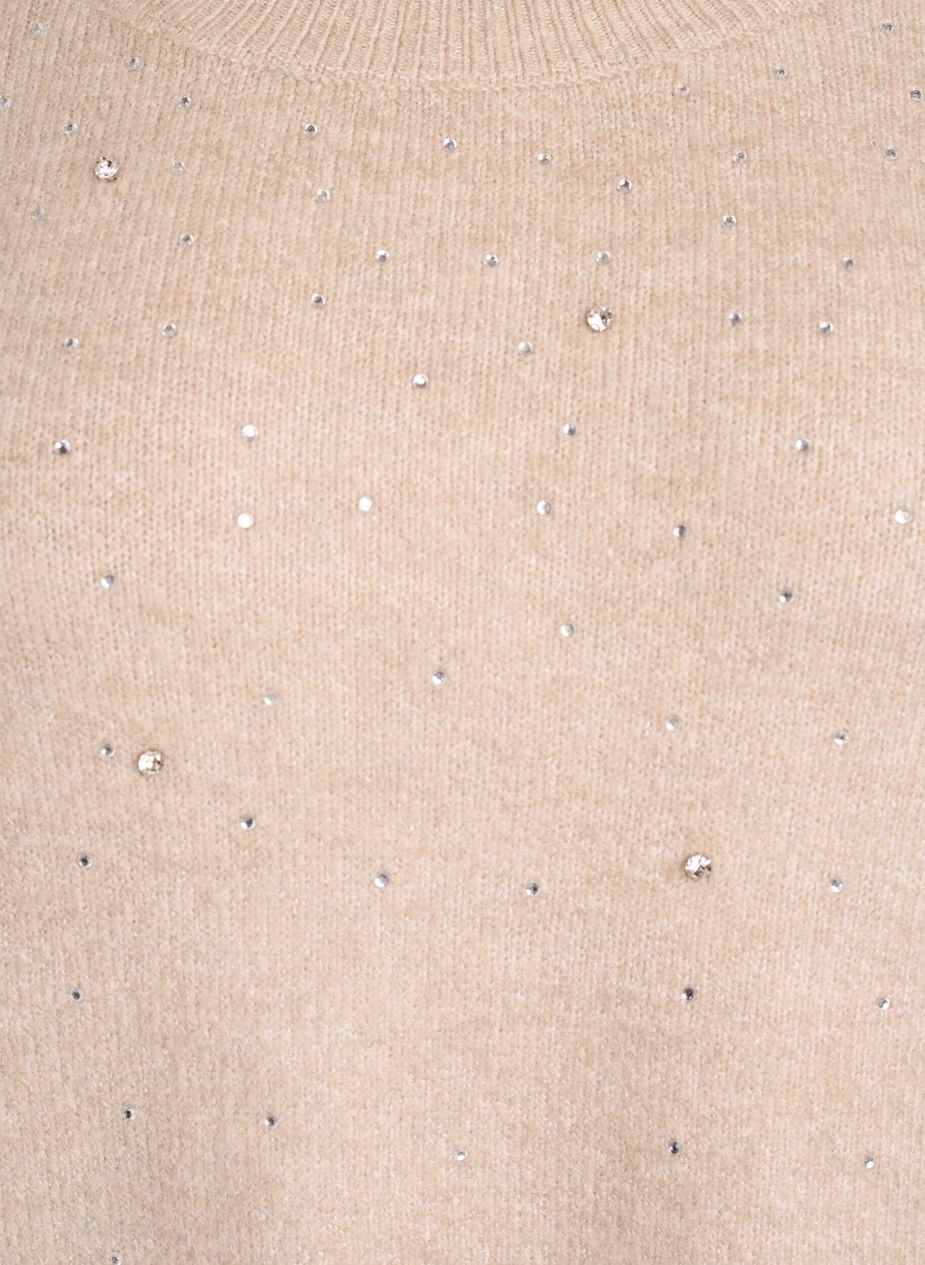 Zizzi Gebreide blouse met rhinestones, Beige, Packshot image number 2