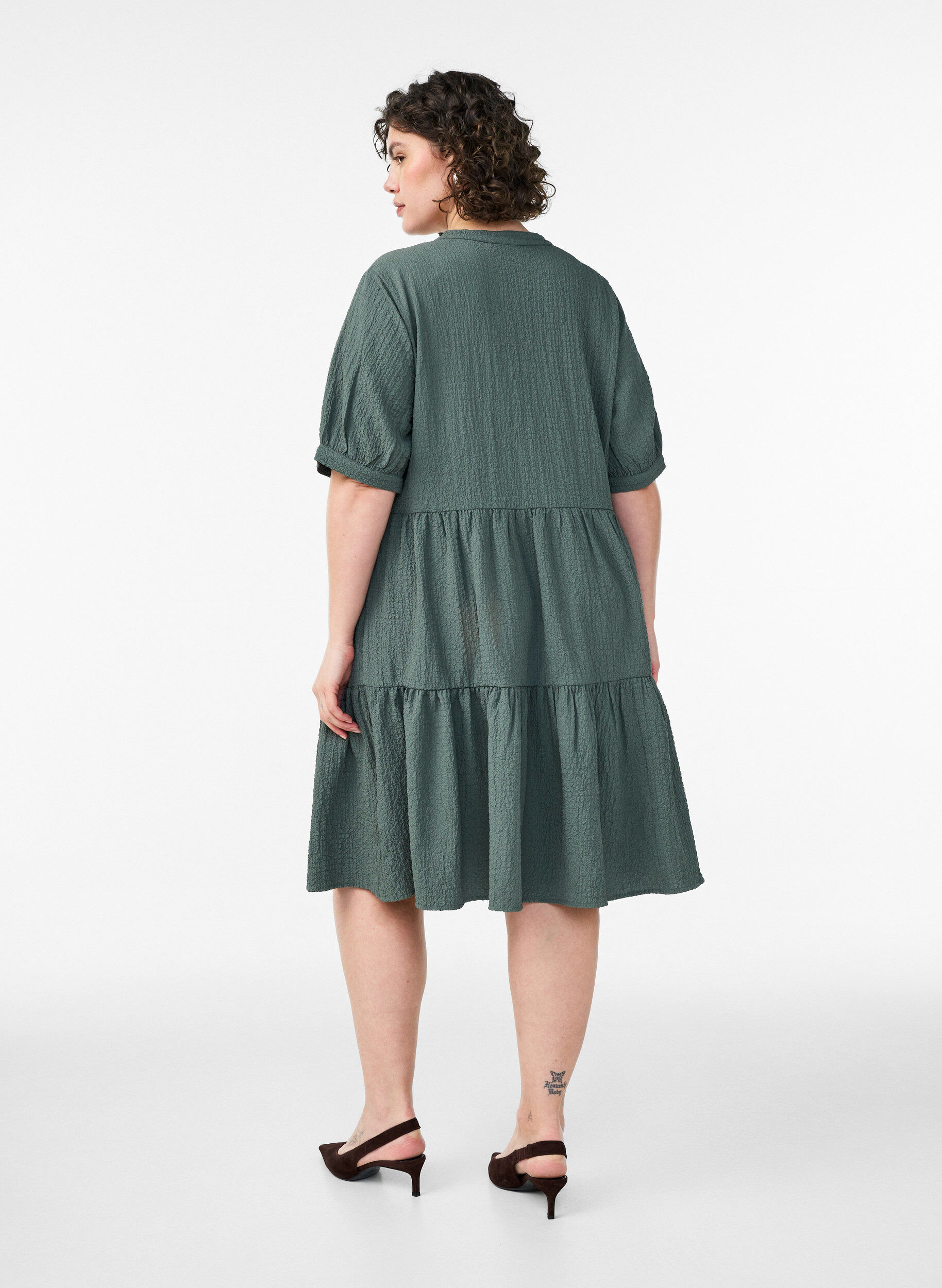 ZizziKorte A-lijn jurk, Groen, Model image number 1