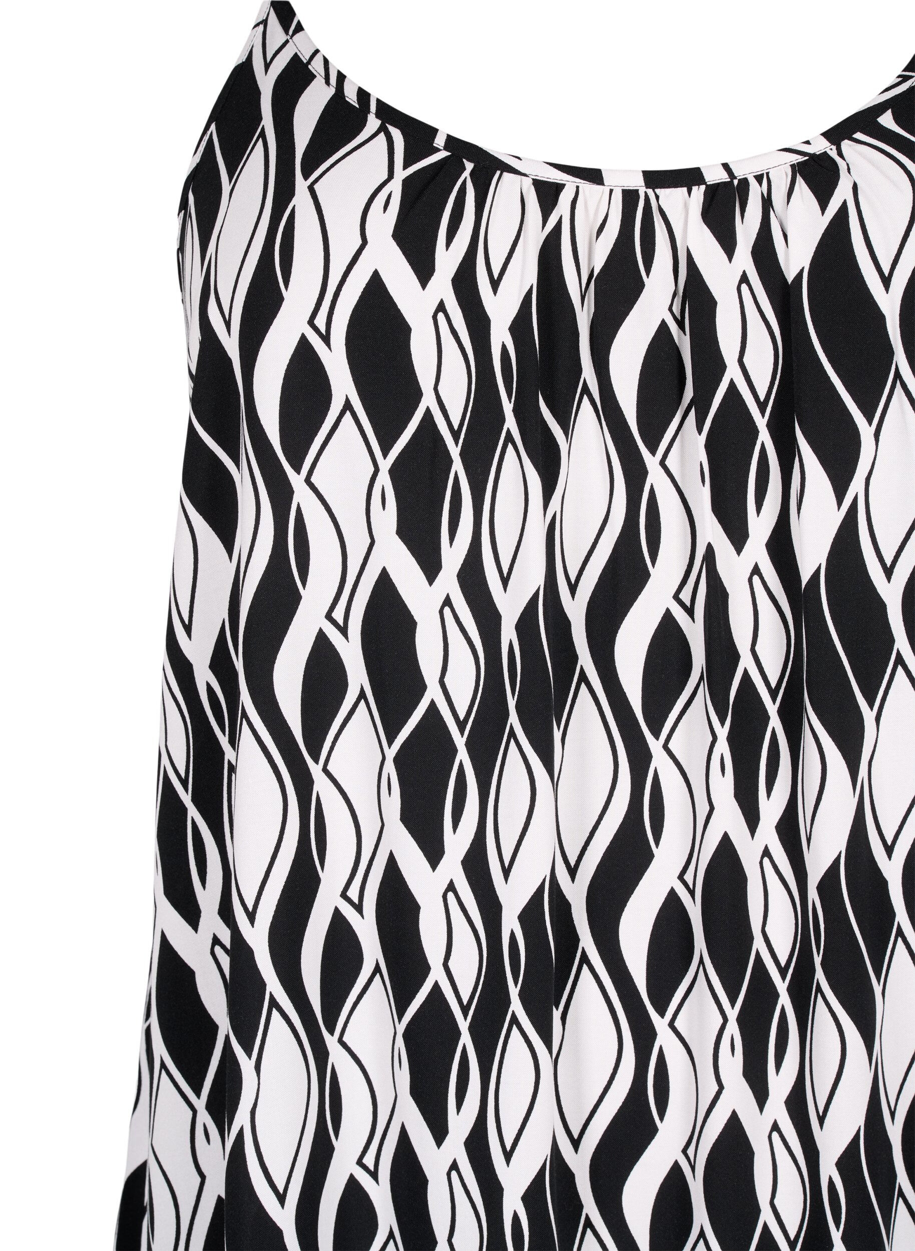 Zizzi Bandjurk van viscose met print, Black Swirl AOP, Packshot image number 2