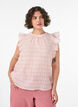 Blouse met textuur en ruches zonder mouwen, Roze, Model image number 0