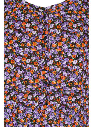 Viscose jurk met korte mouwen en a-lijn, Purple Ditsy Flower, Packshot image number 2