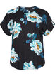 Viscose top met korte mouwen en bloemenprint, Black Big Flower, Packshot image number 0