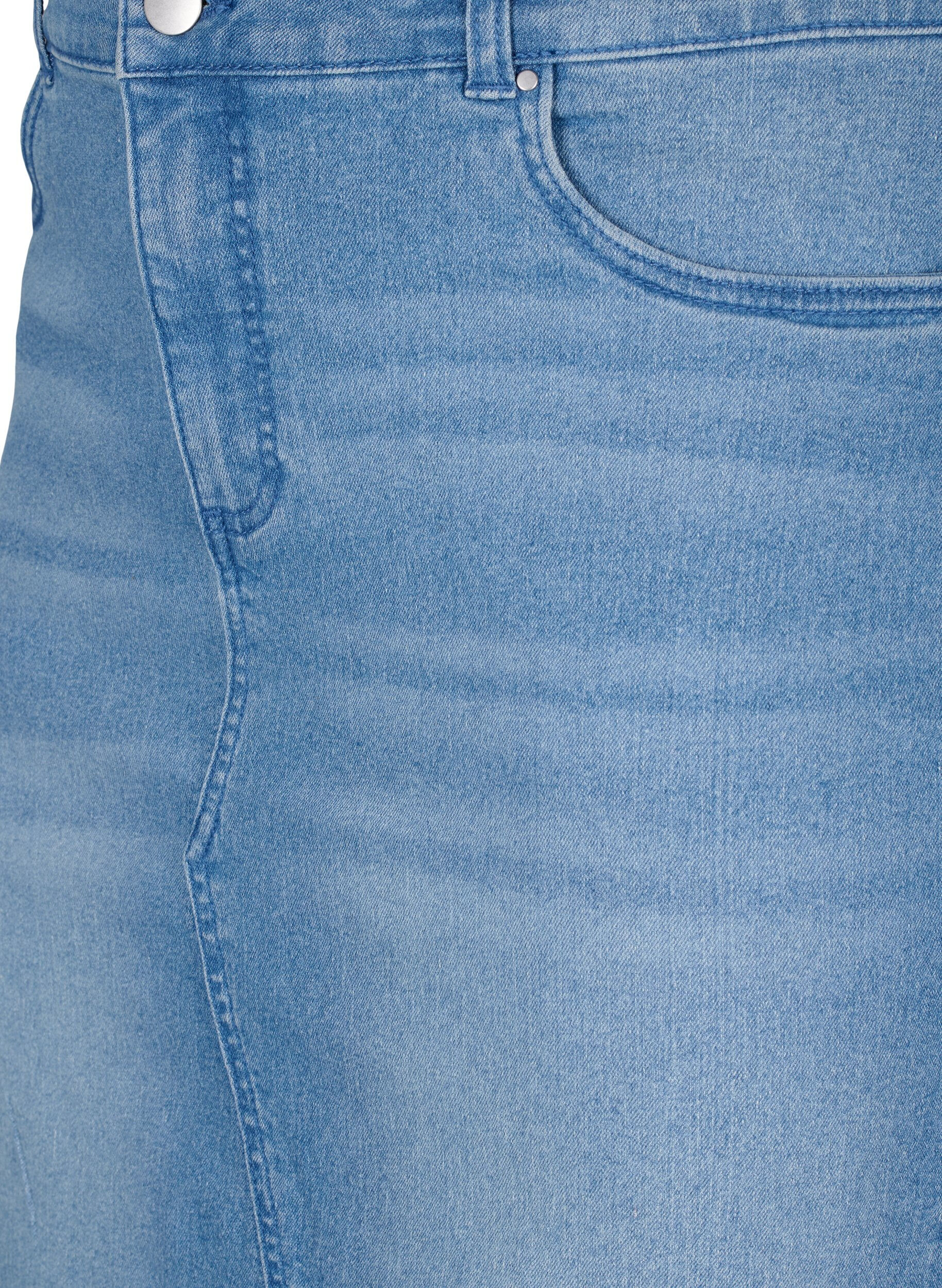 Zizzi Nauwsluitende denim rok, Blauw, Packshot image number 2