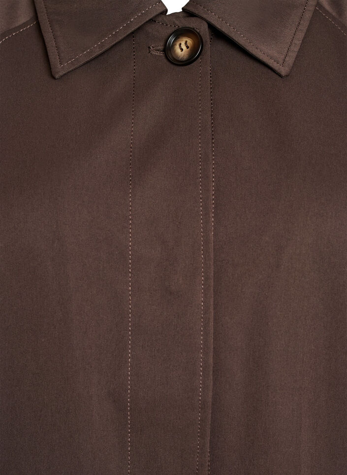 Korte trenchcoat met kraag en raglanmouwen, Bruin, Packshot image number 2