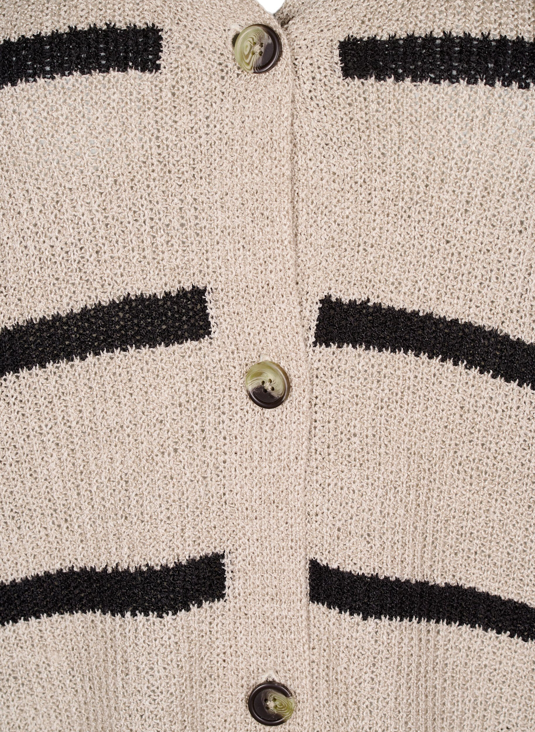 Zizzi FLASH - Cardigan met strepen en knopen in breisel, Beige, Packshot image number 2
