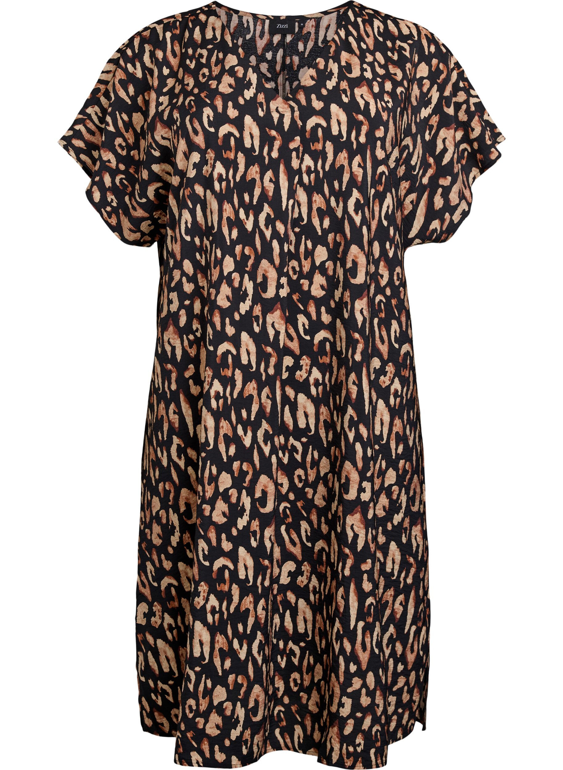 ZizziJurk met V-hals van viscose, Zwart, Packshot image number 0