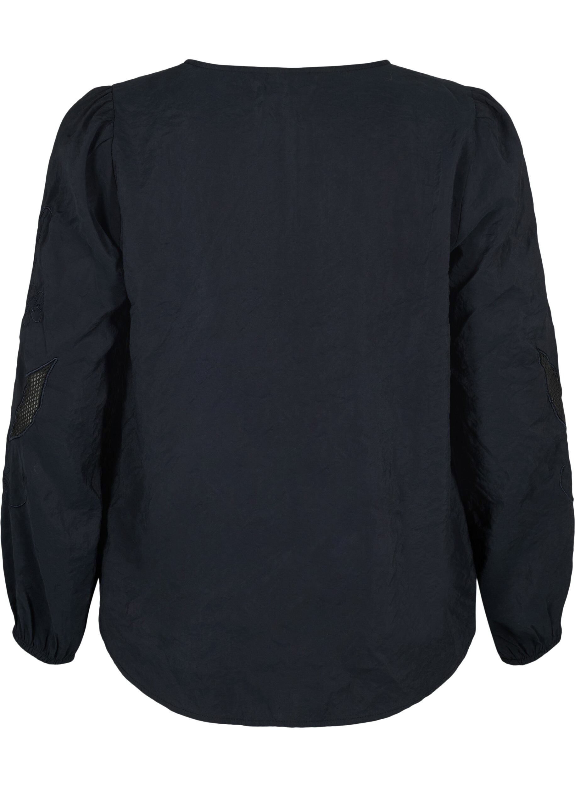 Zizzi Blouse van Tencel&trade; Modal met geborduurde details, Black, Packshot image number 1